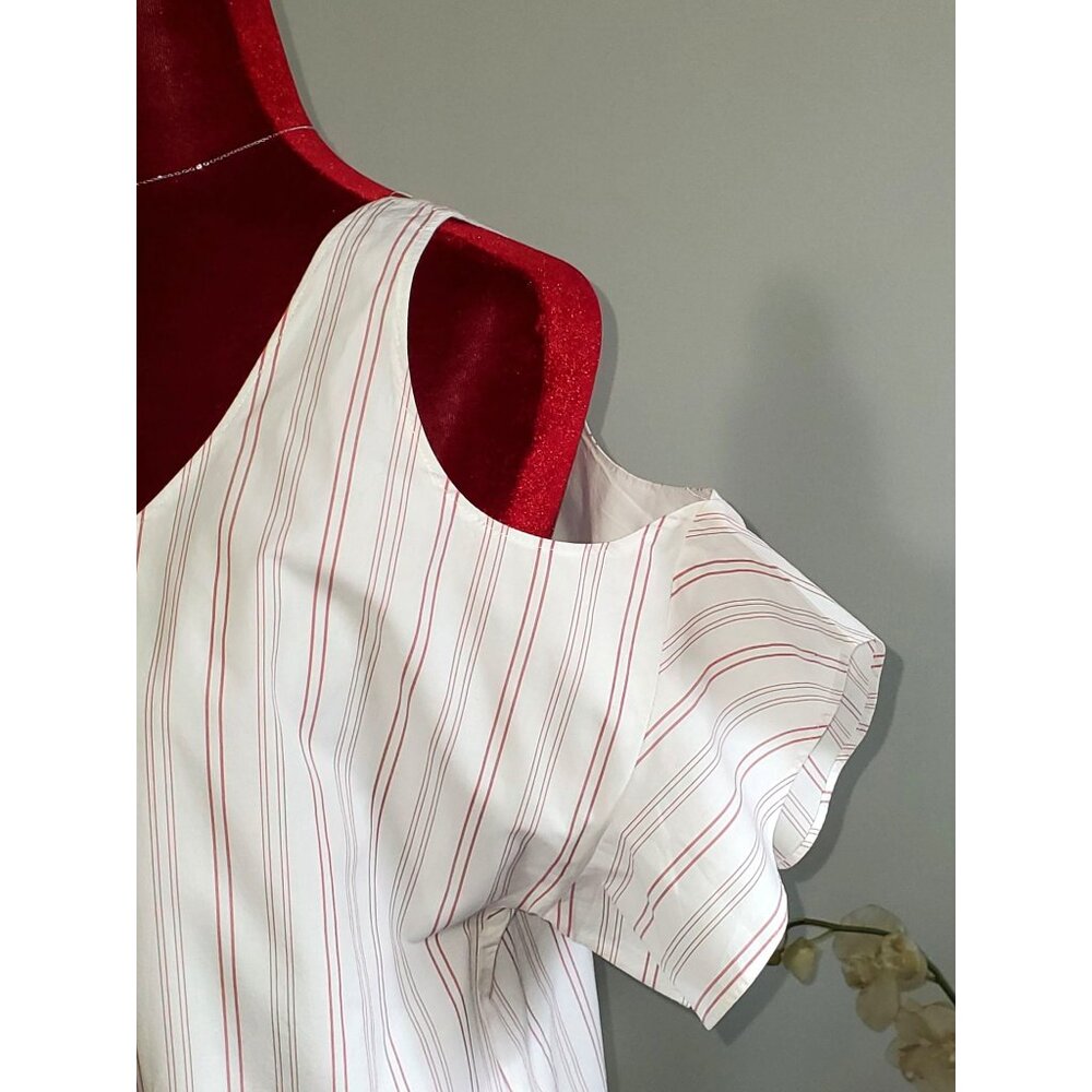 NWT Madewell Rose Stripe Bell Sleeves Cold-Shoulder Dress Size L 1046 - Picture 3 of 10